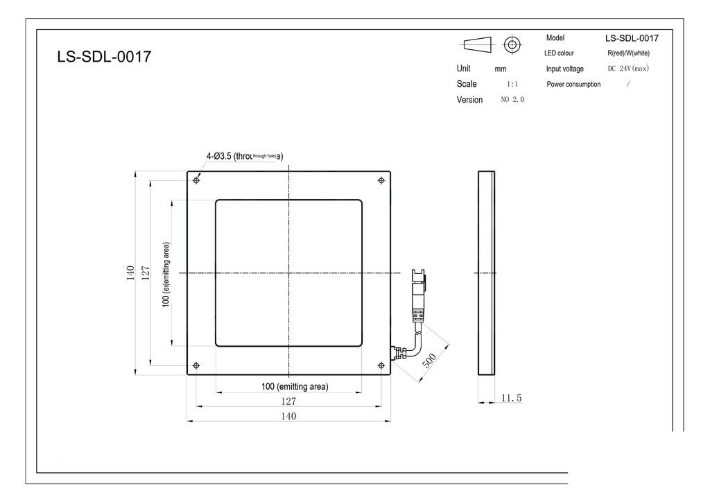 LS-SDL-0017 dimensions (mm)