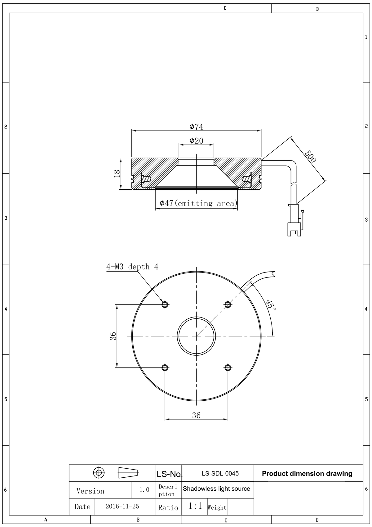 LS-SDL-0045 dimensions (mm)