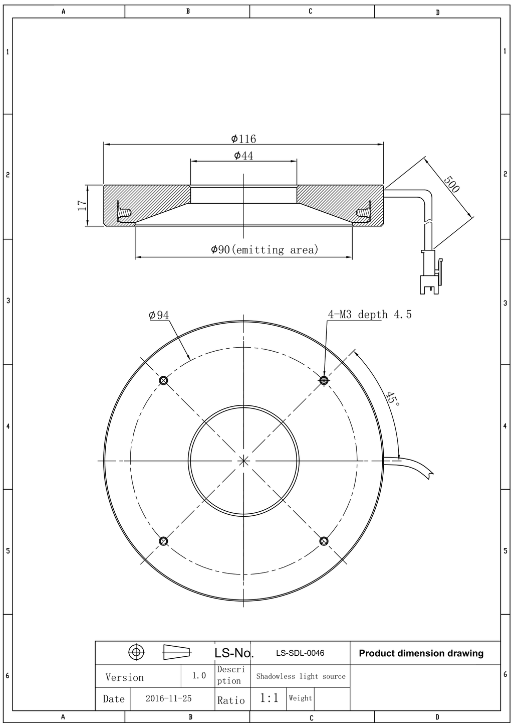LS-SDL-0046 dimensions (mm)