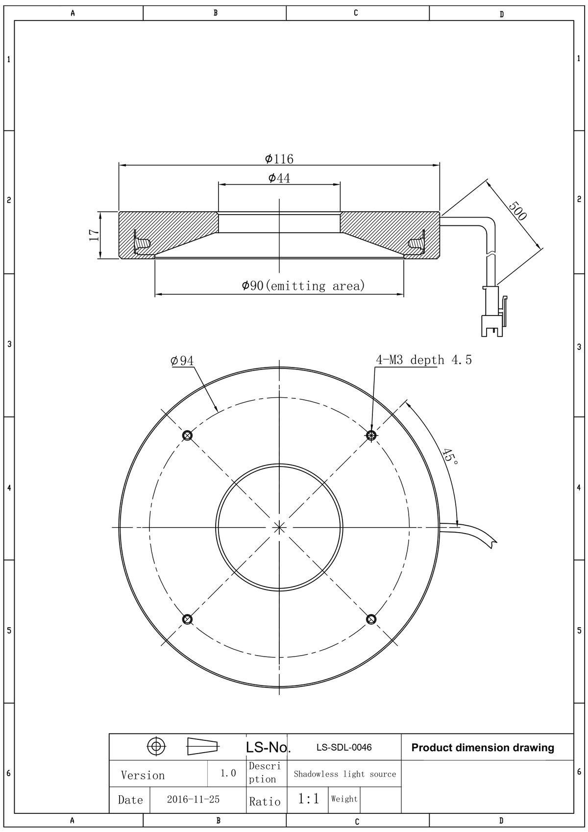 LS-SDL-0046 dimensions (mm)