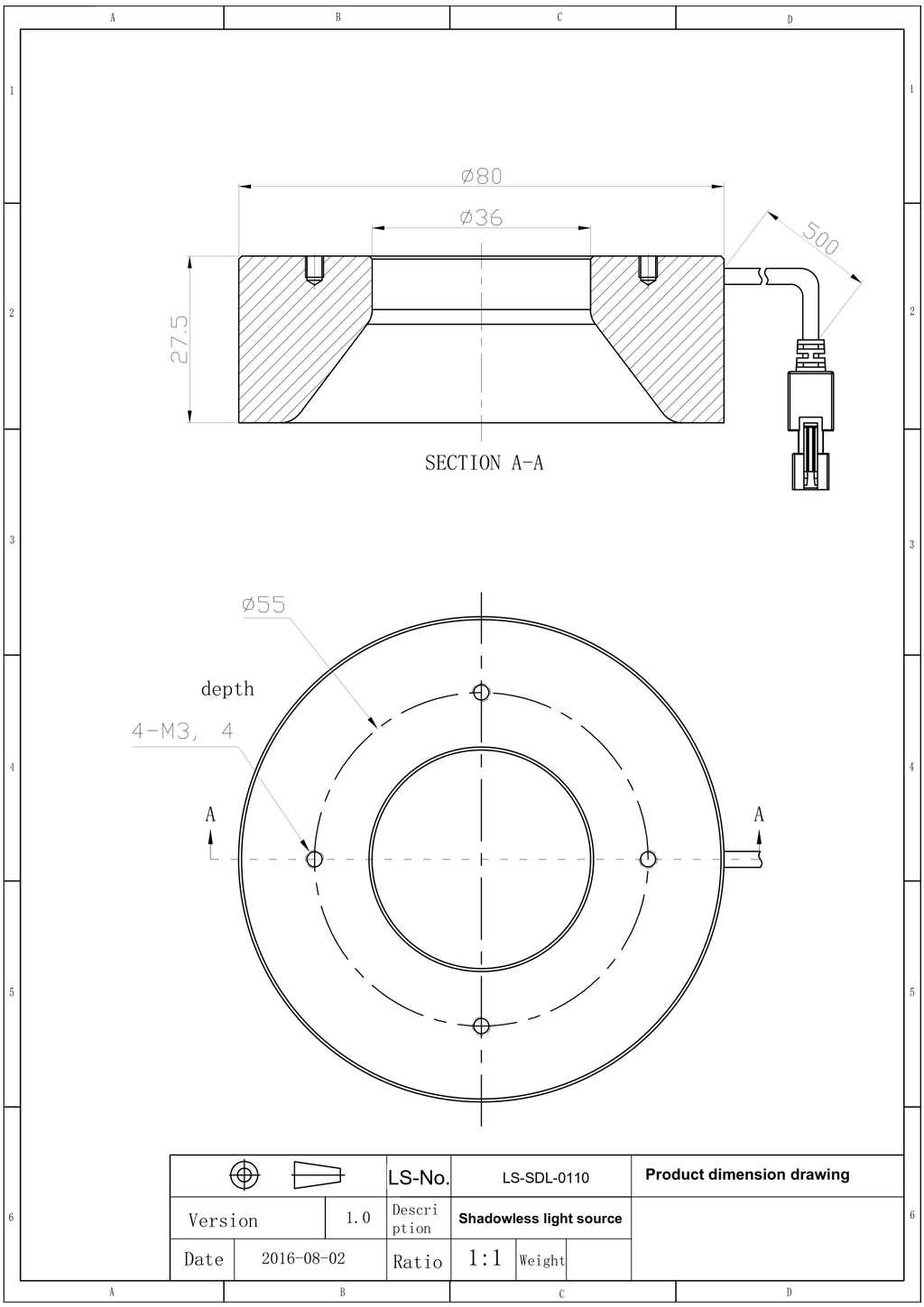 LS-SDL-0110 dimensions (mm)