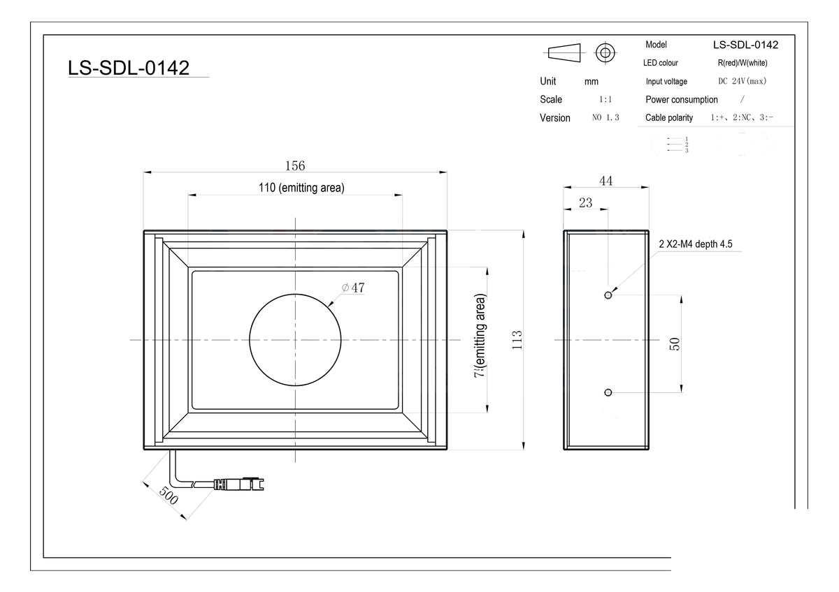 LS-SDL-0142 dimensions (mm)
