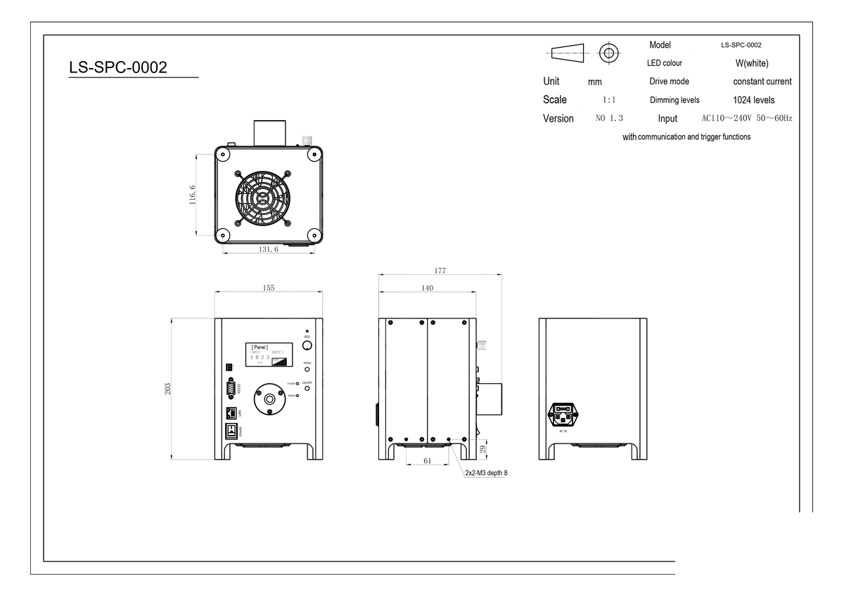 LS-SPC-0002 dimensions (mm)