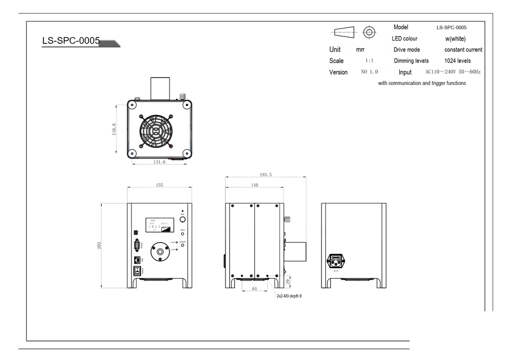 LS-SPC-0005 dimensions (mm)