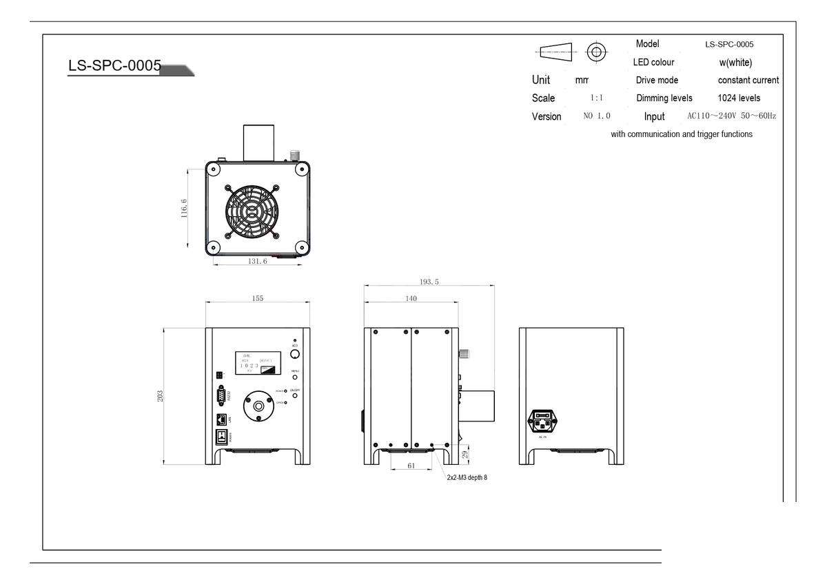 LS-SPC-0005 dimensions (mm)