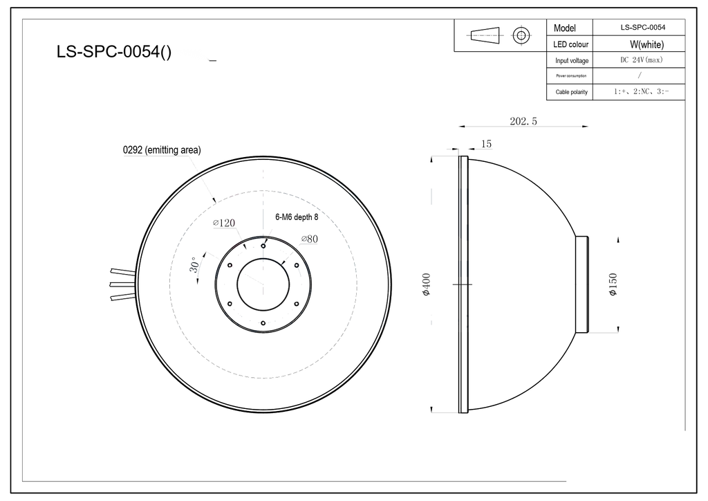 LS-SPC-0054 dimensions (mm)