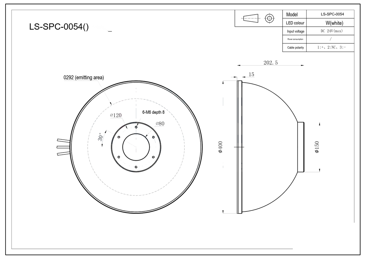 LS-SPC-0054 dimensions (mm)