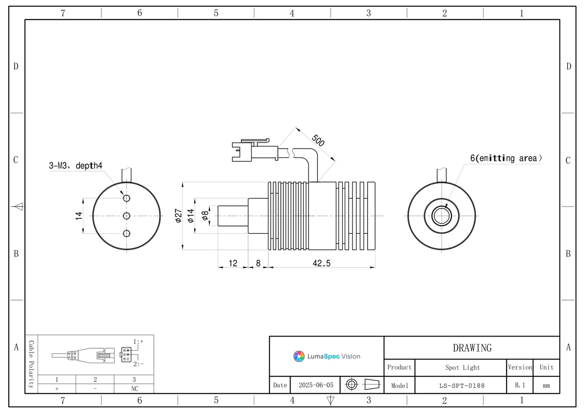 LS-SPT-0188 dimensions (mm)