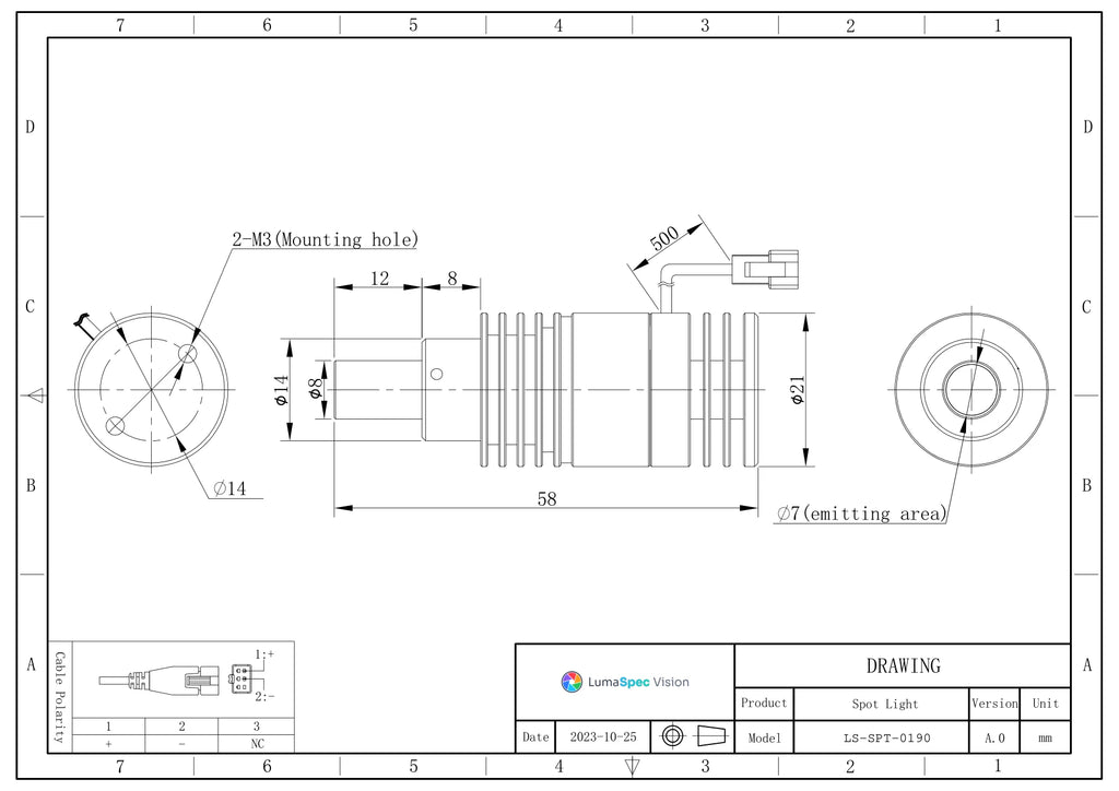 LS-SPT-0190 dimensions (mm)