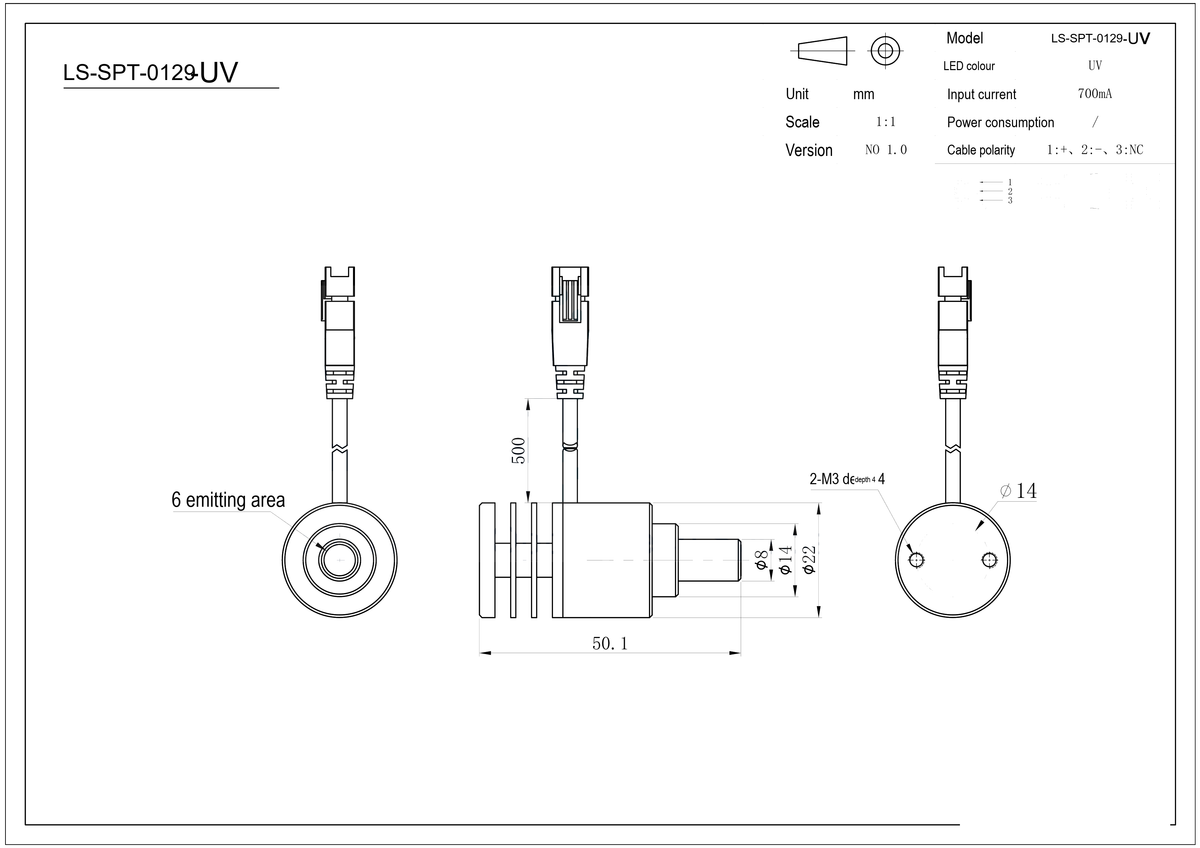 LS-SPT-0129 dimensions (mm)