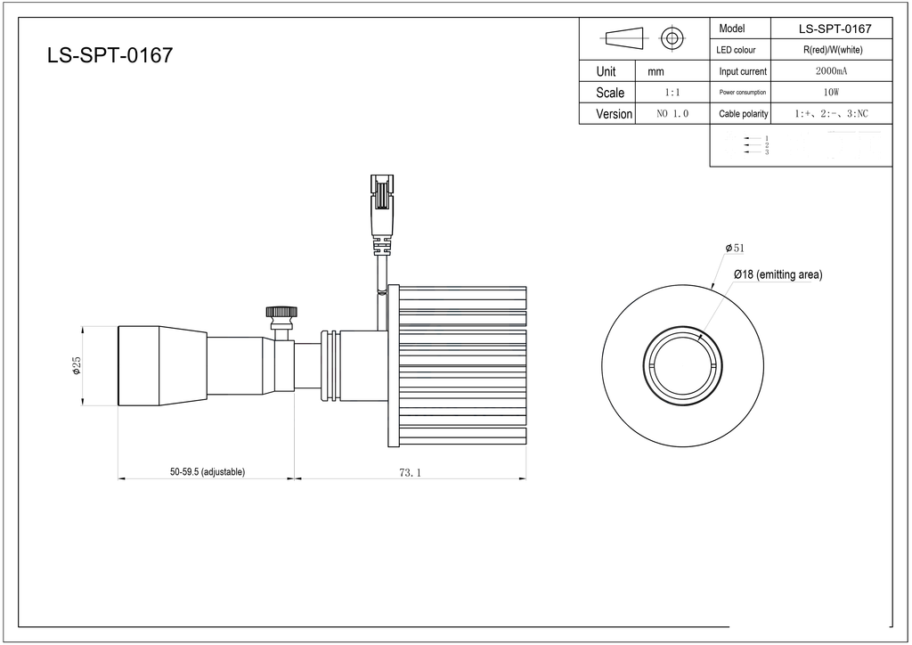 LS-SPT-0167 dimensions (mm)