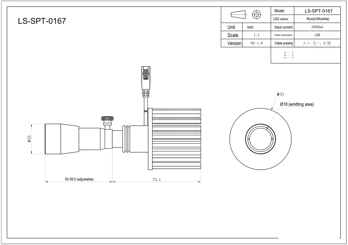 LS-SPT-0167 dimensions (mm)