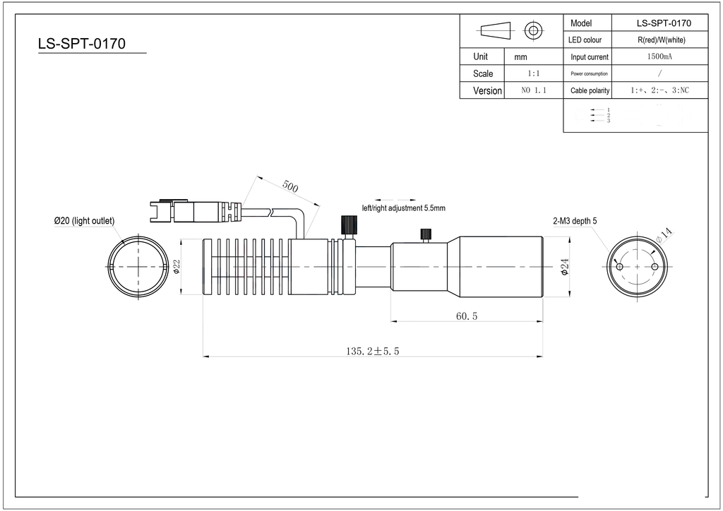 LS-SPT-0170 dimensions (mm)