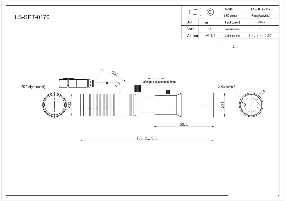 LS-SPT-0170 dimensions (mm)