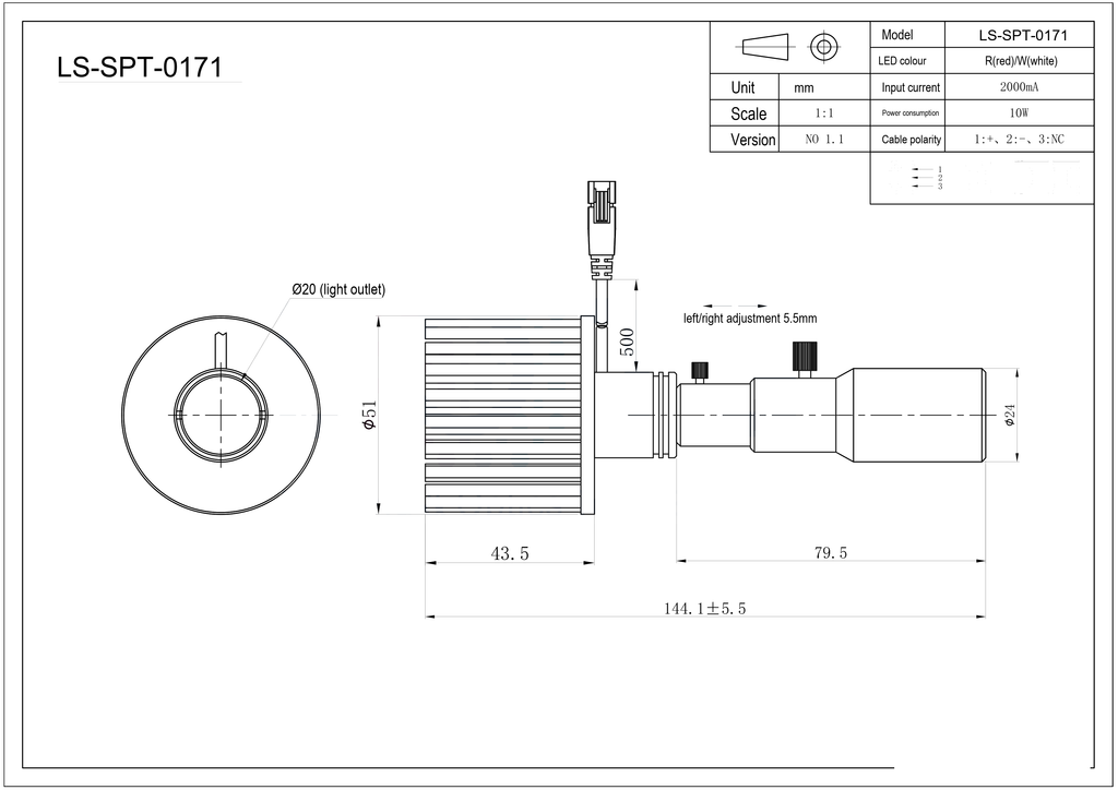 LS-SPT-0171 dimensions (mm)