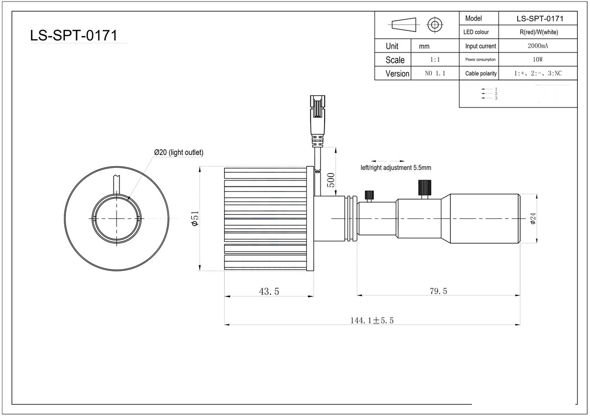 LS-SPT-0171 dimensions (mm)