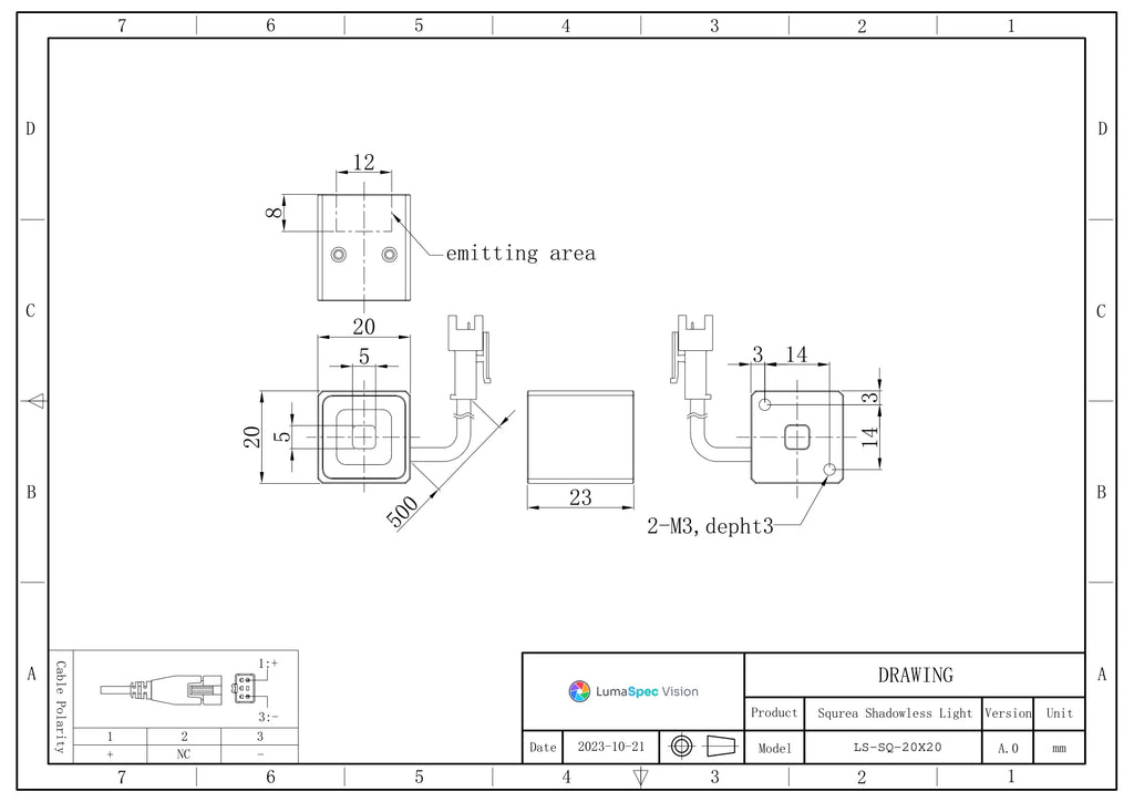 LS-SQ-20 dimensions (mm)