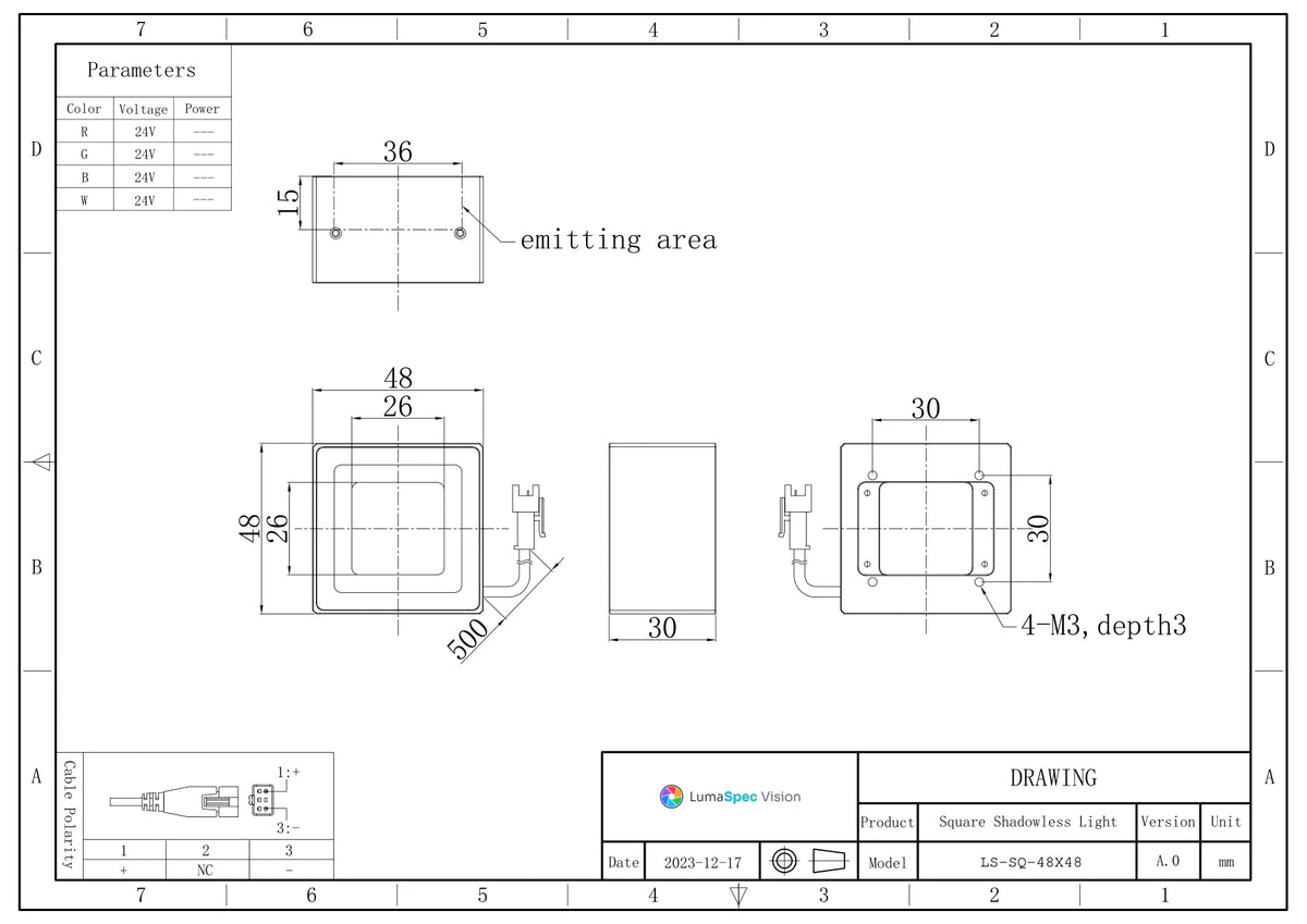 LS-SQ-48 dimensions (mm)