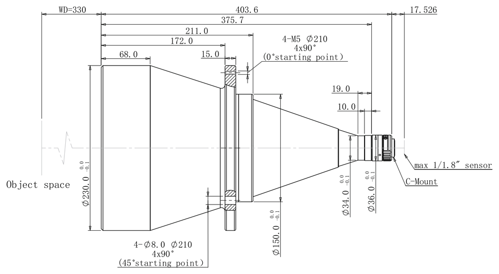 LS-TCL-2518 dimensions (mm)