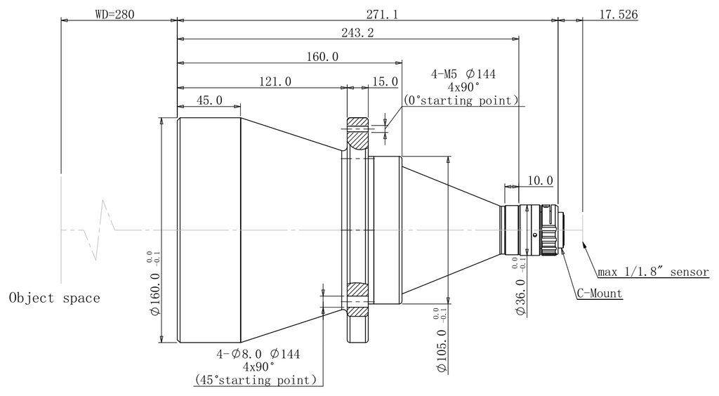LS-TCL-2514 dimensions (mm)