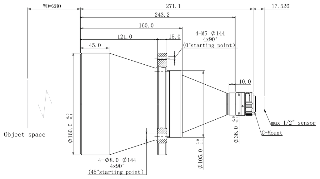 LS-TCL-2549 dimensions (mm)