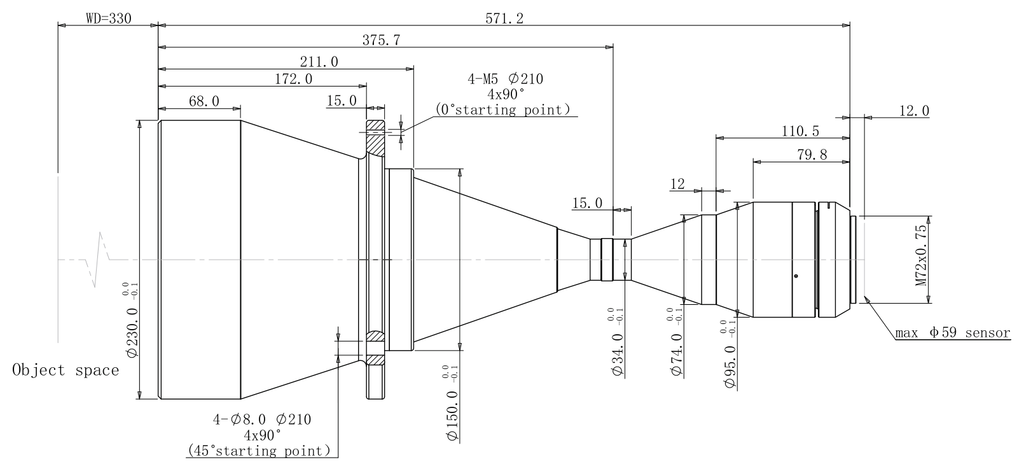 LS-TCL-2622 dimensions (mm)