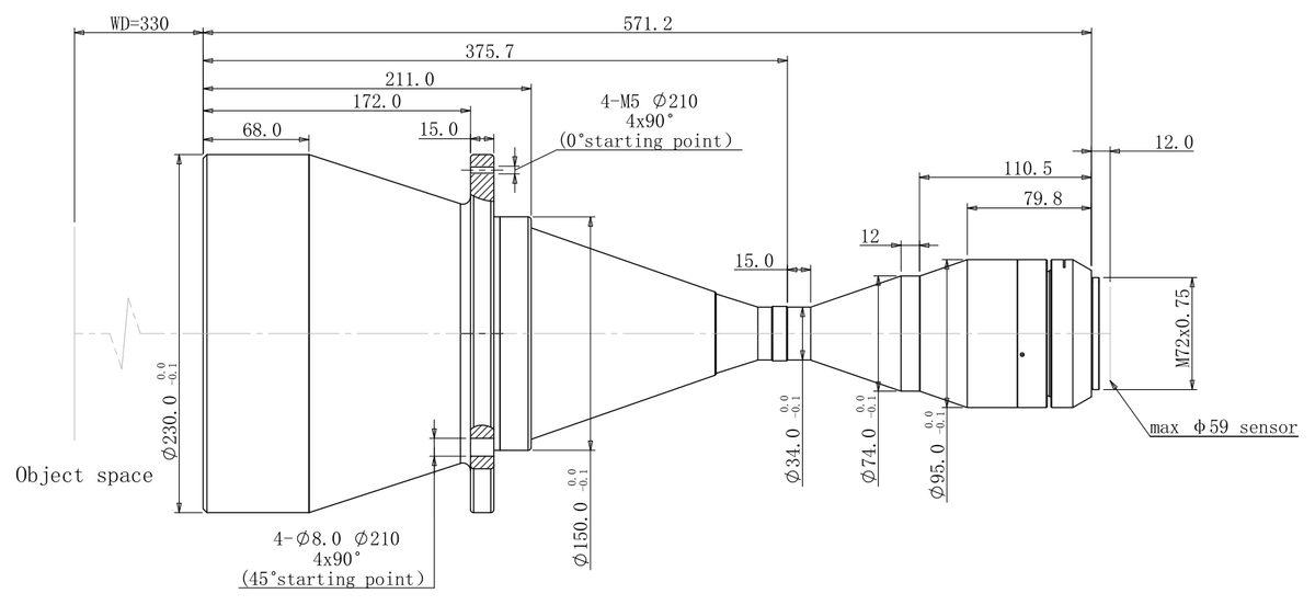 LS-TCL-2622 dimensions (mm)