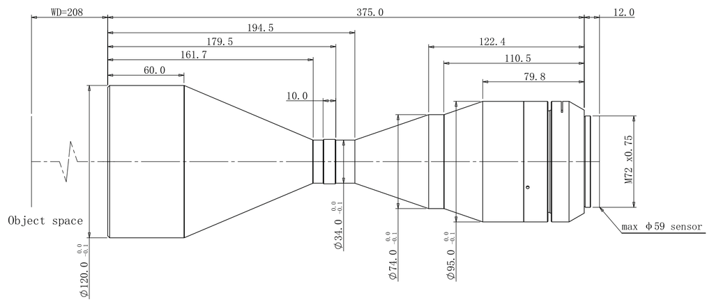 LS-TCL-2616 dimensions (mm)