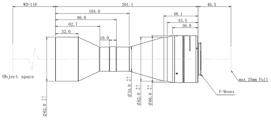 LS-TCL-2744 dimensions (mm)