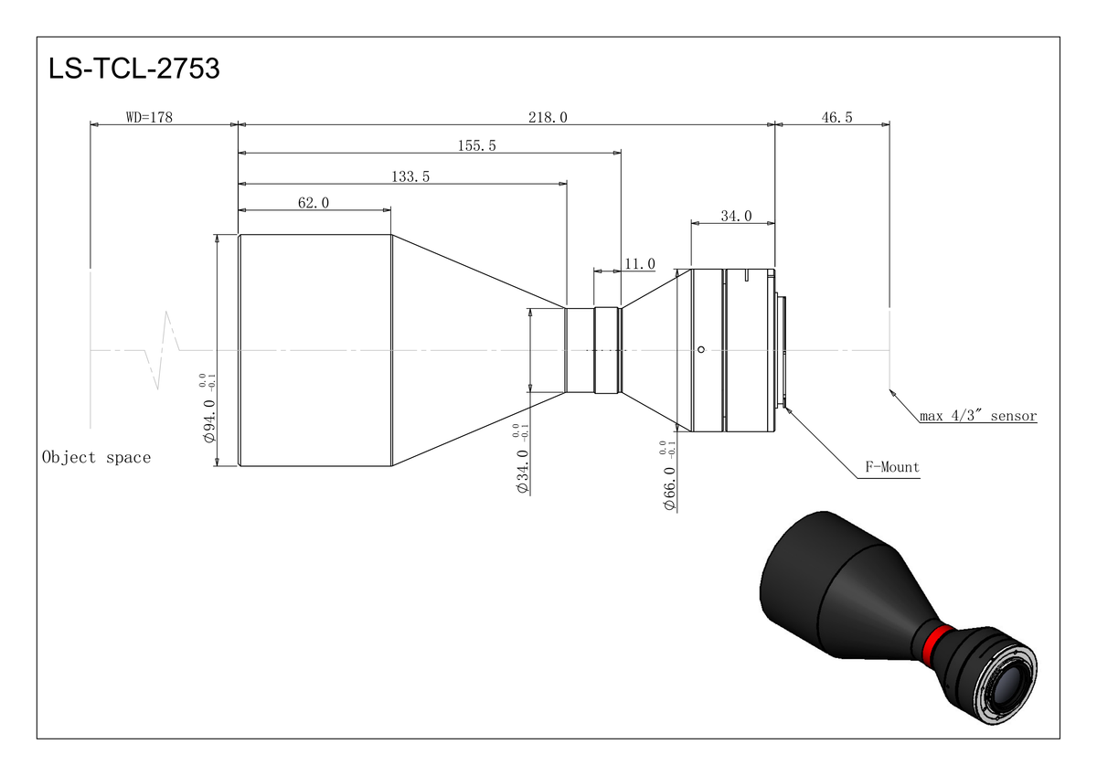 LS-TCL-2753 dimensions (mm)