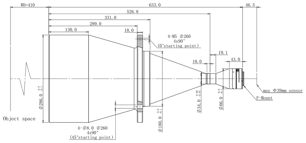 LS-TCL-2774 dimensions (mm)