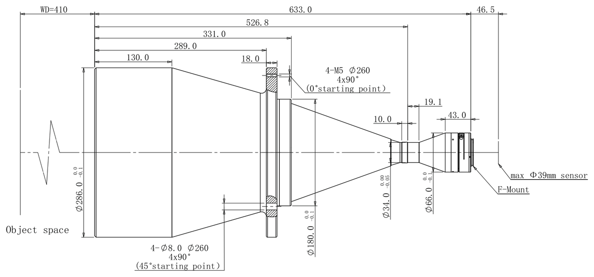 LS-TCL-2774 dimensions (mm)