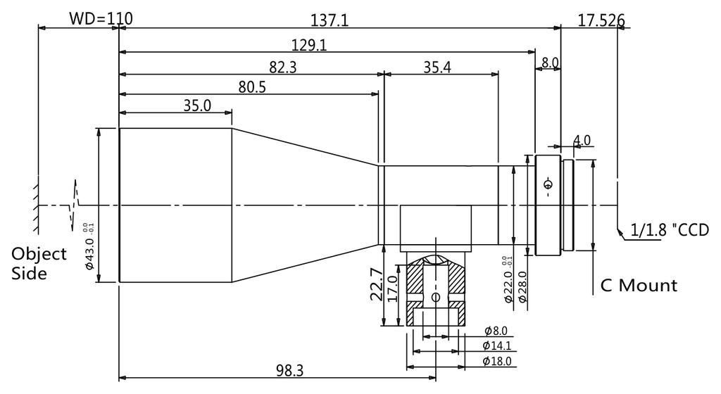 LS-TCL-2840 dimensions (mm)