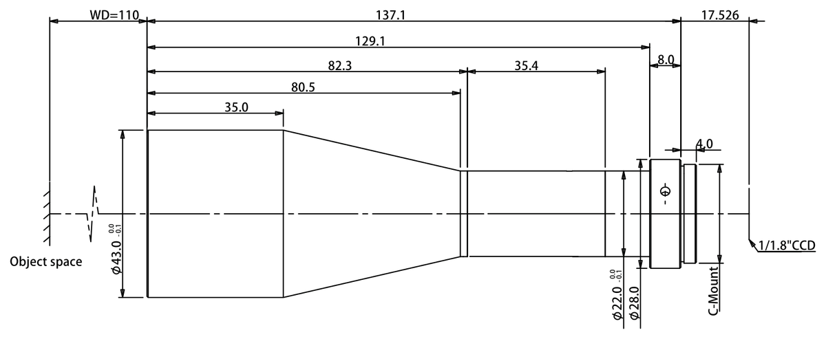 LS-TCL-2839 dimensions (mm)