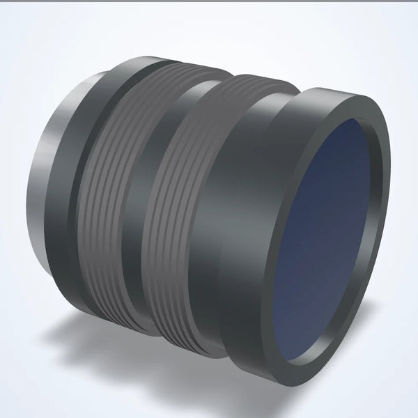 16 mm lens, 2/3", C-mount, 11.5 mm dia., dimensions 30 x 25