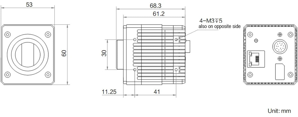 MV-CI010-GS-NN dimensions (mm)
