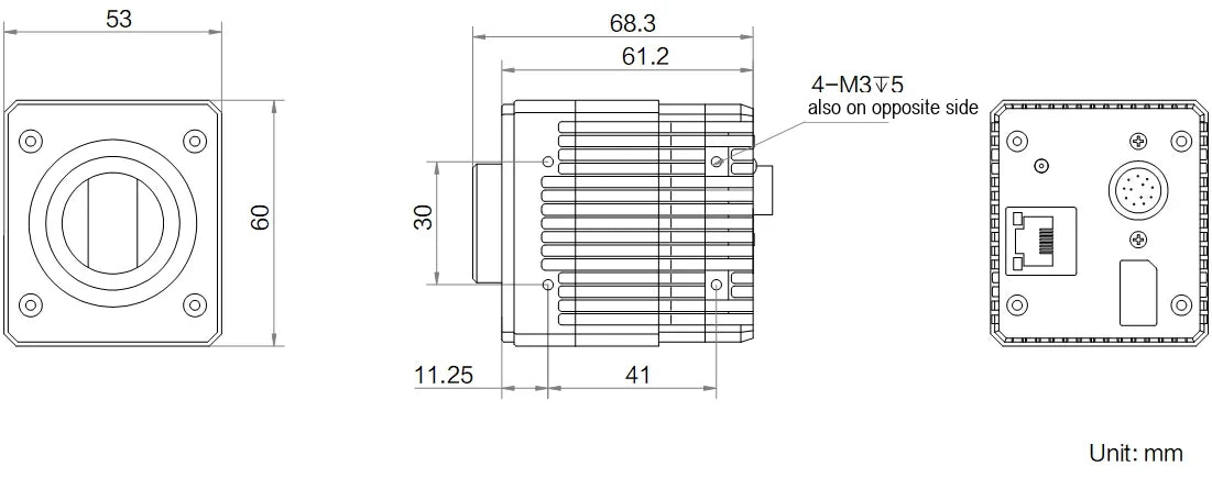 MV-CI010-GS-NN dimensions (mm)