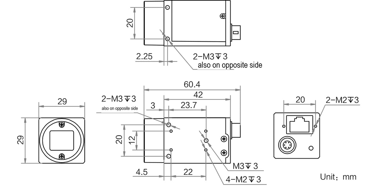 MV-C7505-60GM dimensions (mm)