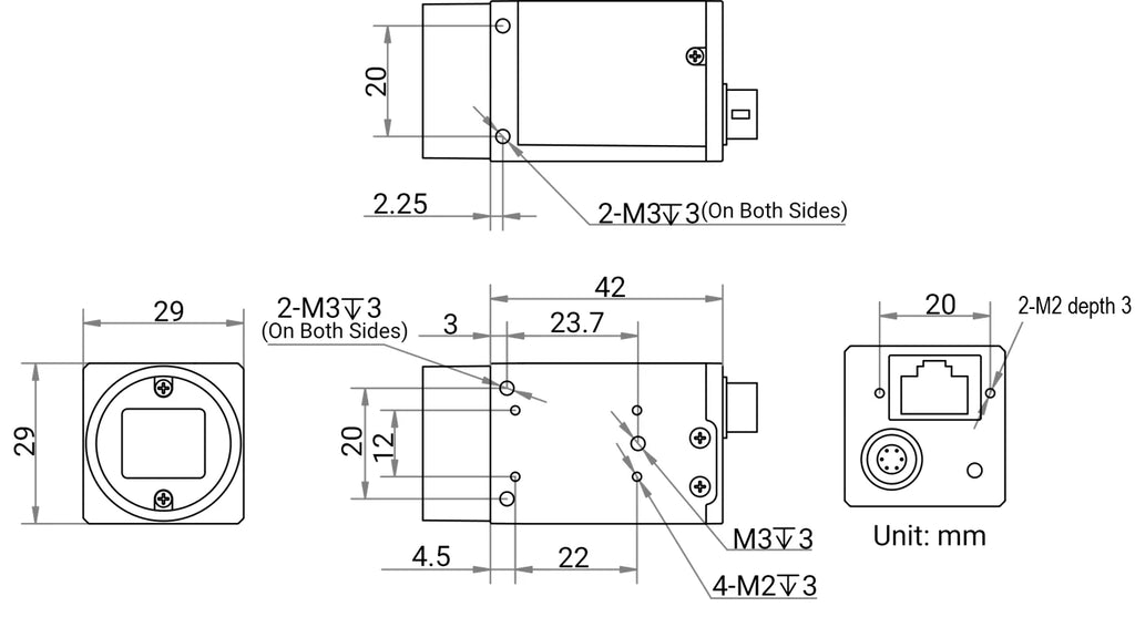 MV-CS032-10GM dimensions (mm)