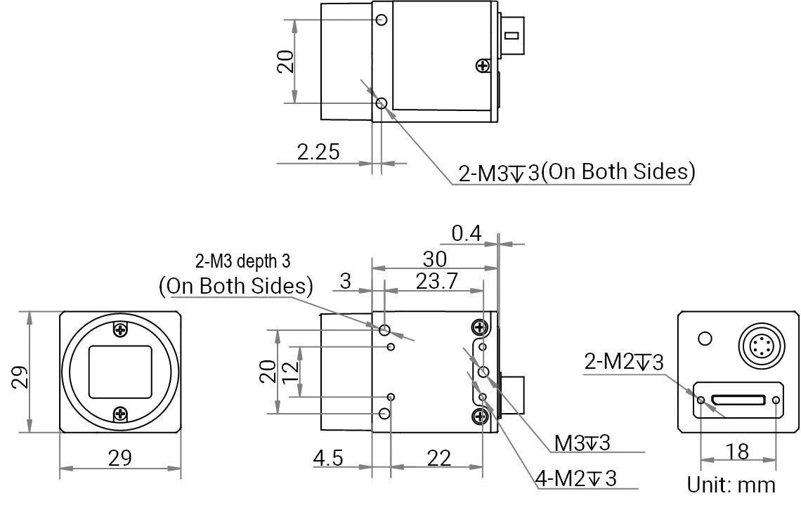 MV-CS013-80UM dimensions (mm)