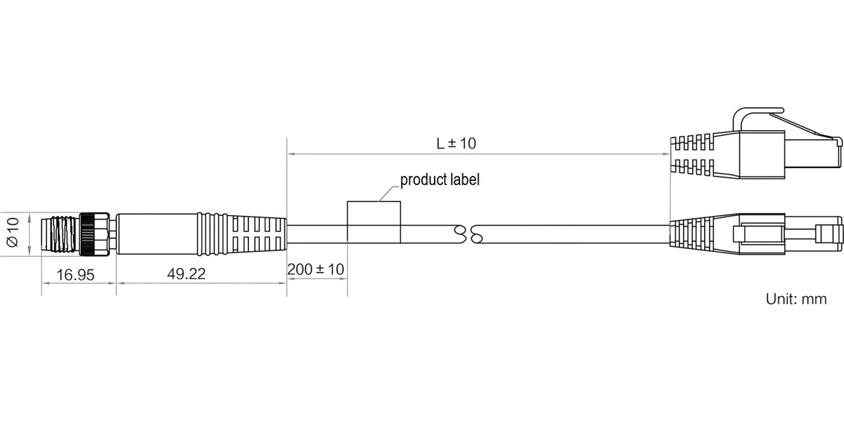 LS-ACG-M12X8M-RJ45-HF-WP-5M dimensions (mm)