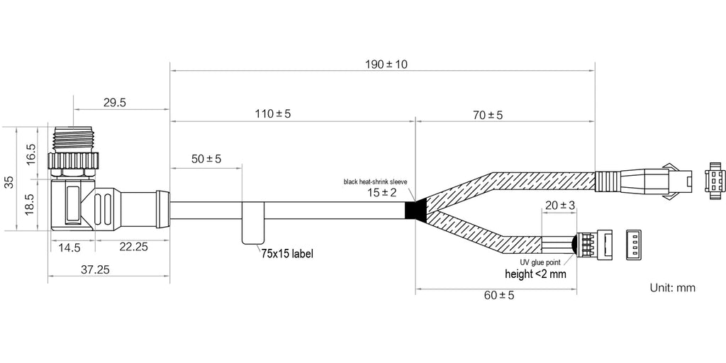 LS-CBL-0237 dimensions (mm)