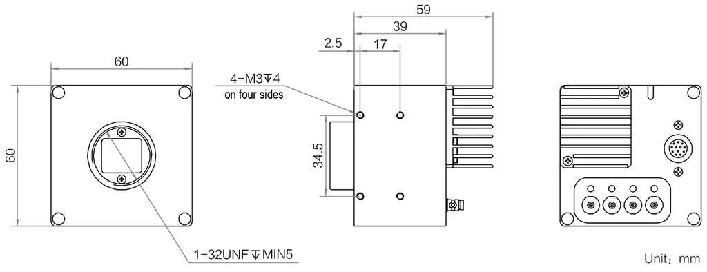 MV-CH250-90YM-C-NN V2 dimensions (mm)