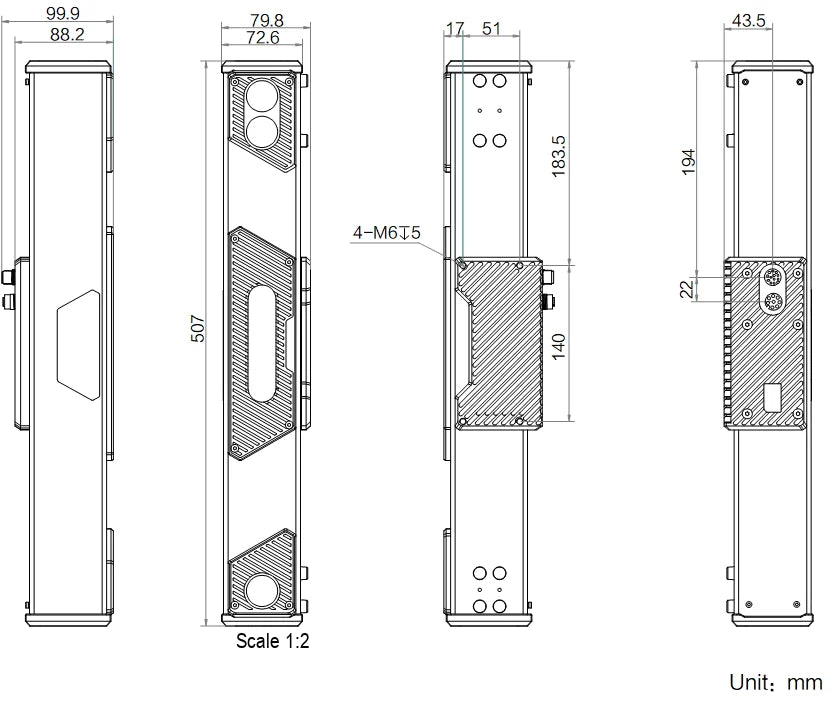 MV-DB1300A-V V2.0 dimensions (mm)