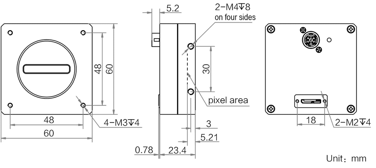 MV-CL021-60UM-OCT dimensions (mm)