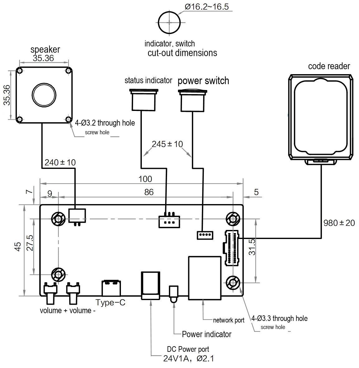 MV-HY-MED-E10-PD dimensions (mm)