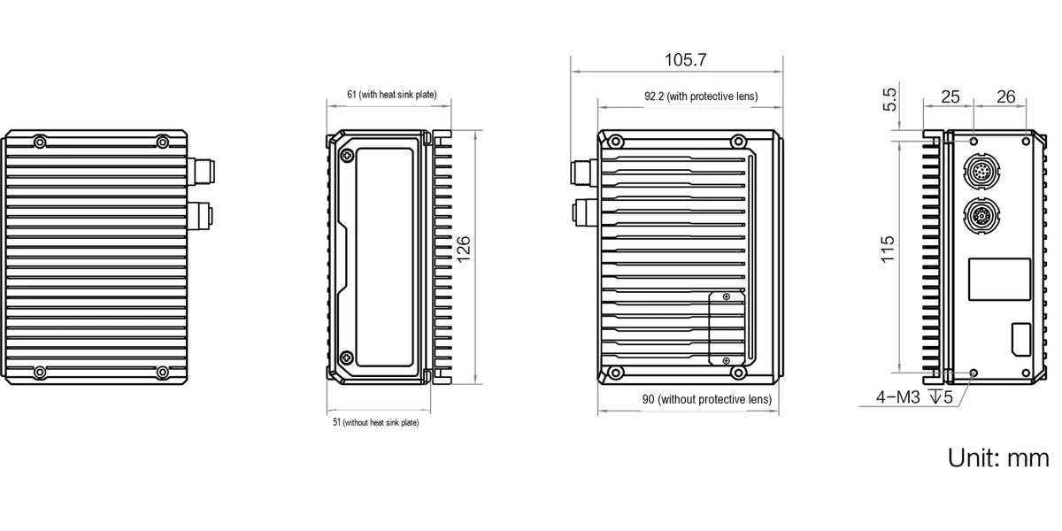 MV-DPS200P-02 V2.0 dimensions (mm)
