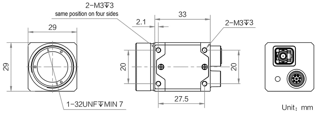 MV-CT050G-80AM01-MINI-C dimensions (mm)