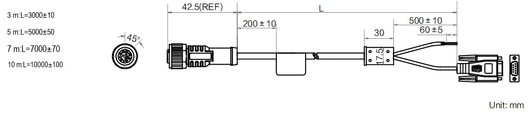MV-IDAP-M12A12F-DB9Fopen-ST-7m dimensions (mm)