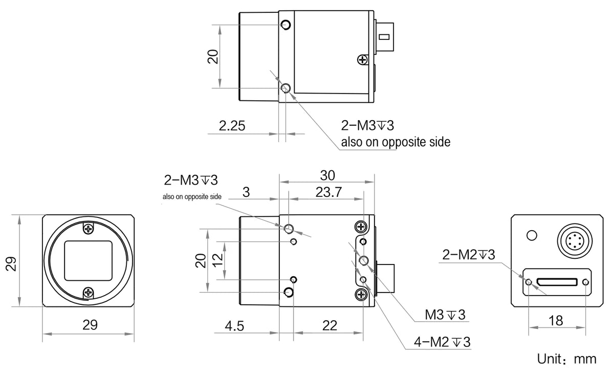 XXV-016C-XIU dimensions (mm)